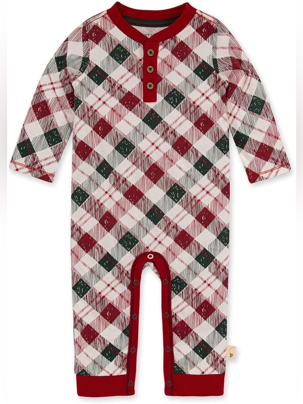 Burt’s Bees Baby Organic Cotton Red and Green Plaid Romper size 6-9 Months